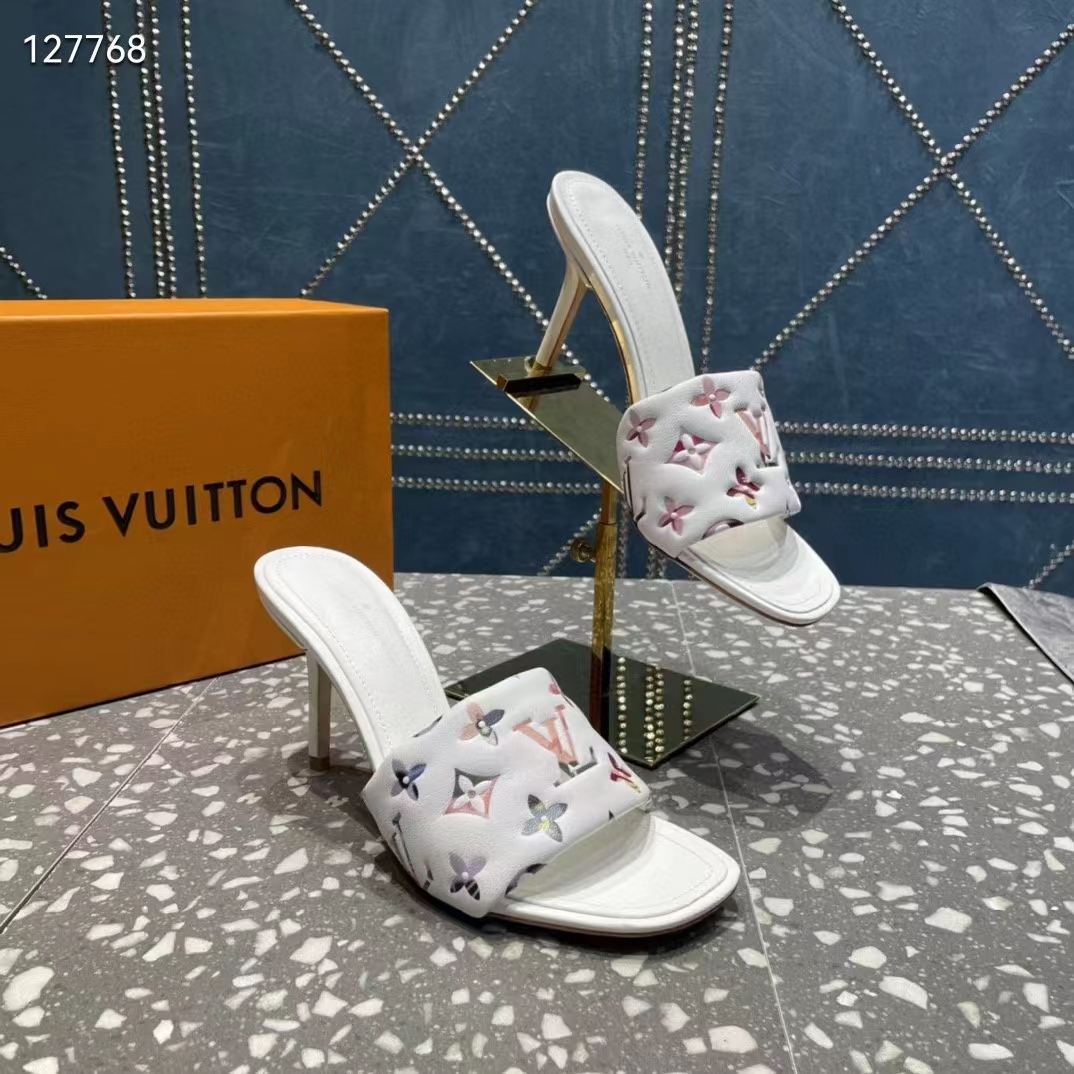 Louis Vuitton LV Women Revival Mule White Monogram-Embossed Lambskin 9.5 cm Heel