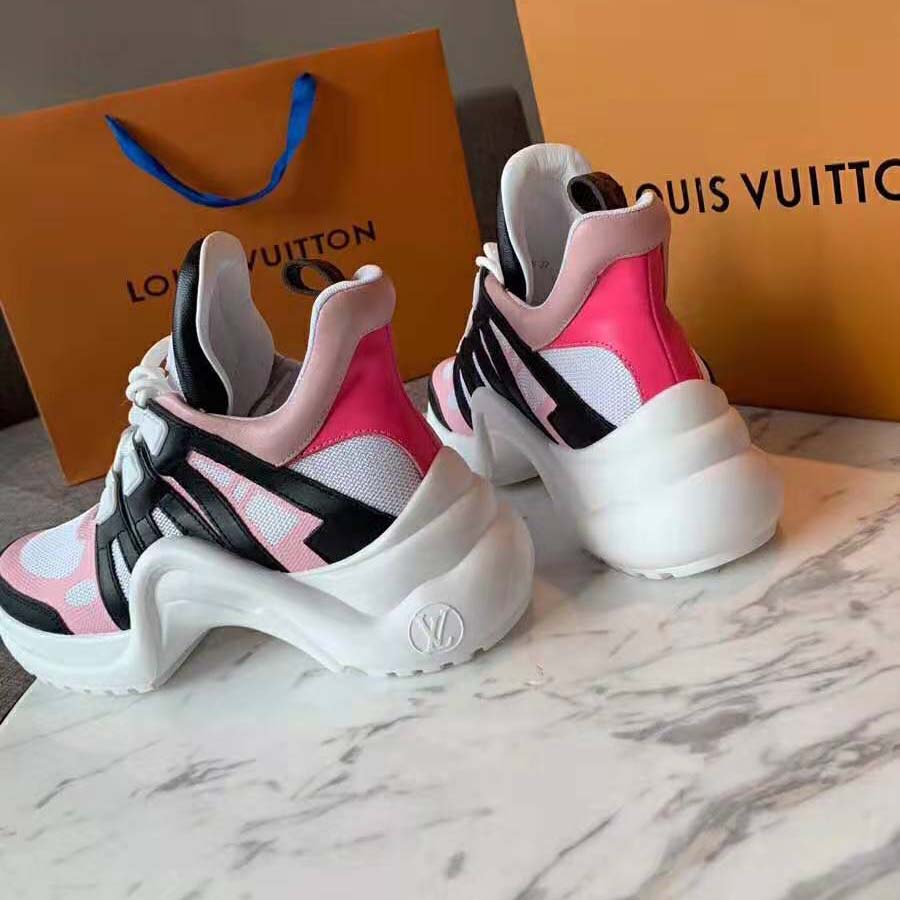 Louis Vuitton LV Unisex LV Archlight Sneaker in Calf Leather and Technical Fabric-Pink
