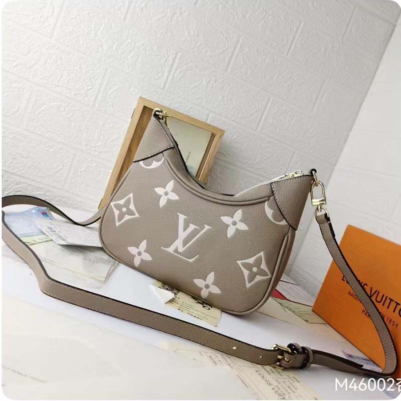 Louis Vuitton LV Women Bagatelle Mini Hobo Handbag Monogram Empreinte Embossed Grained Cowhide