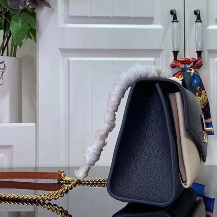 Louis Vuitton LV Women Mylockme Chain Bag Navy Blue Grained Calf Leather