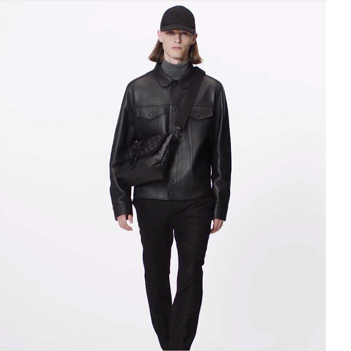 Louis Vuitton LV Unisex Saumur Messenger Monogram Eclipse Coated Canvas Black Leather