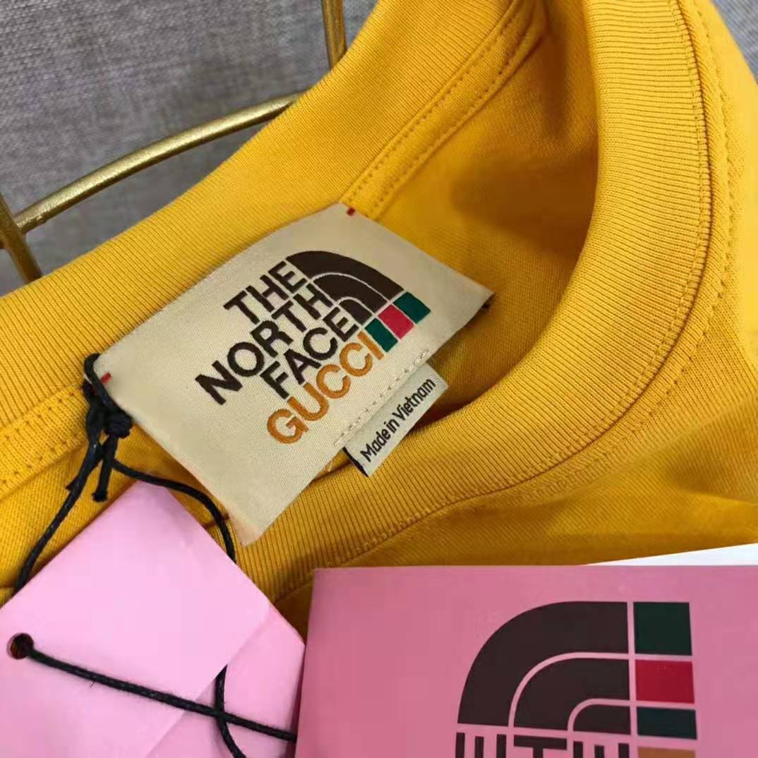 Gucci Women The North Face x Gucci Oversize T-Shirt Cotton Jersey Crewneck-Yellow