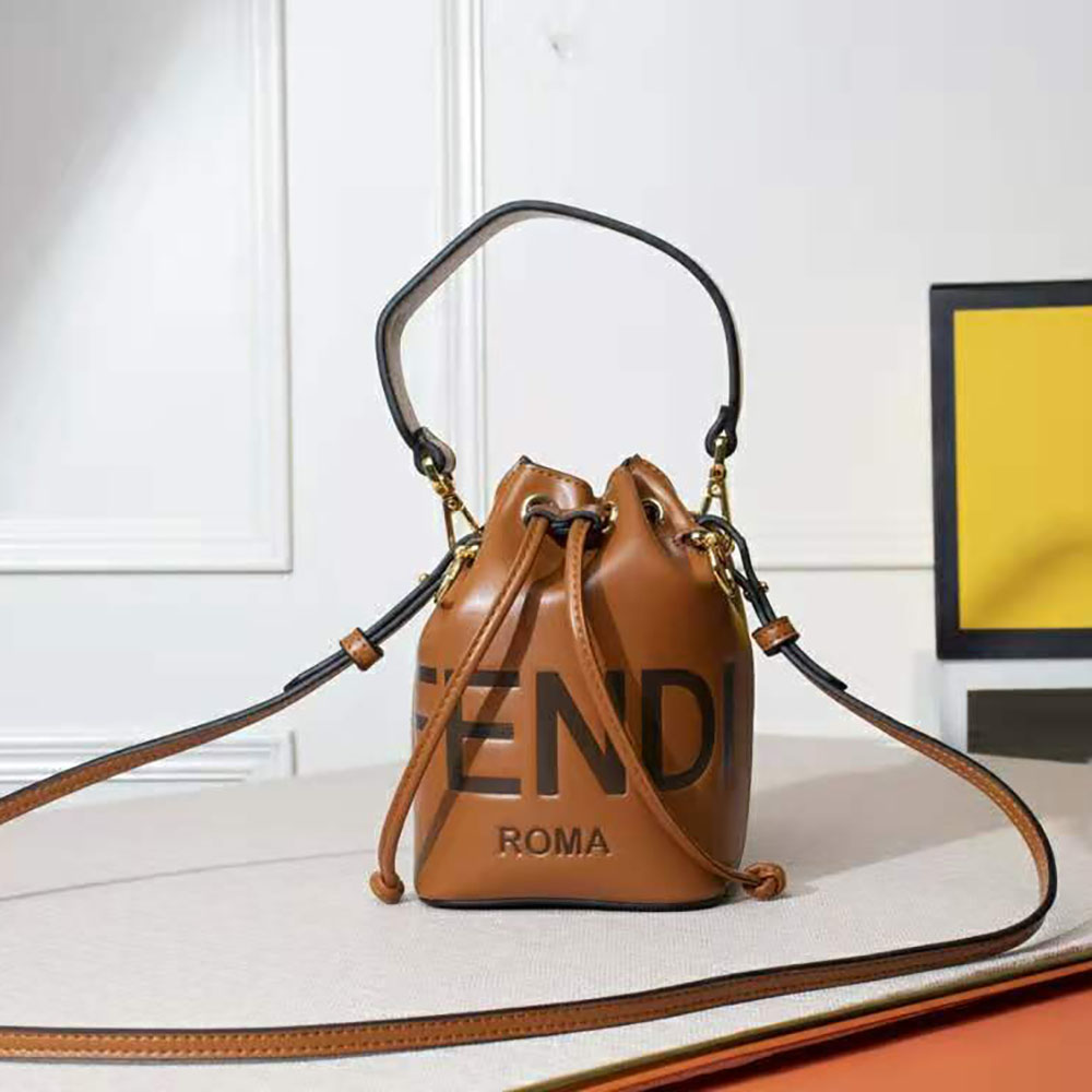 Fendi Women Mon Tresor Leather Mini Bag-Brown