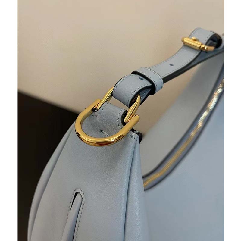 Fendi Women FF Fendigraphy Small Light Blue Leather Bag