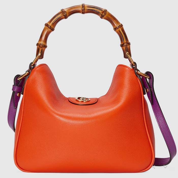 Gucci Women Diana Small Shoulder Bag Orange Leather Double G