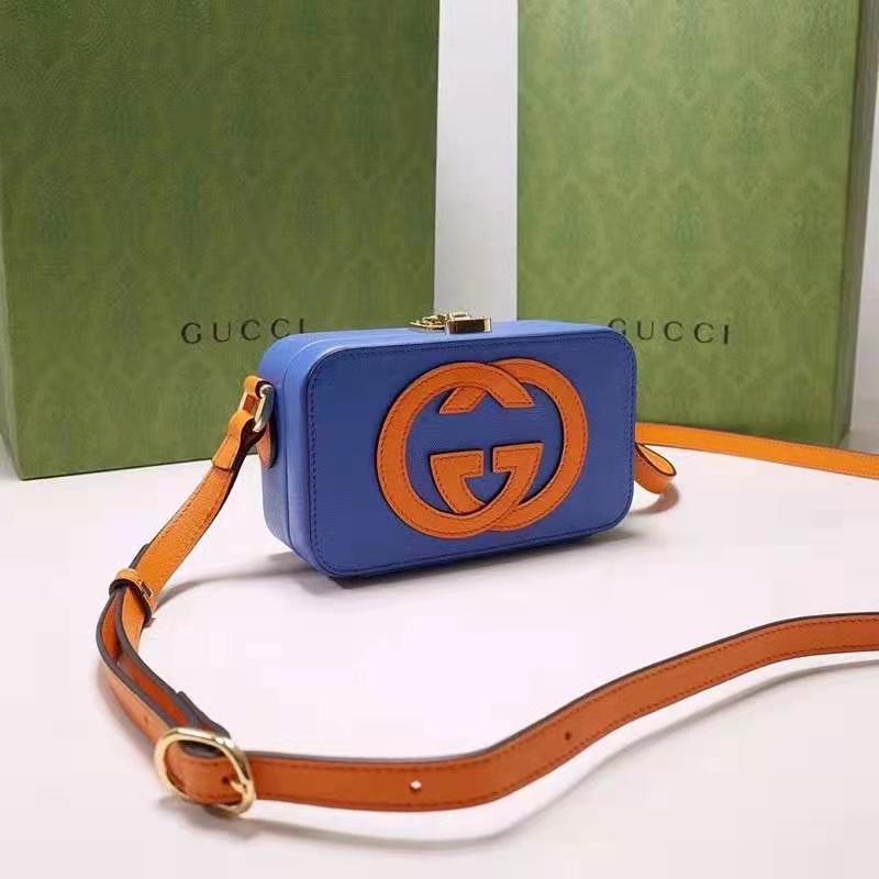 Gucci Women Interlocking G Mini Bag Blue and Orange Leather Interlocking G