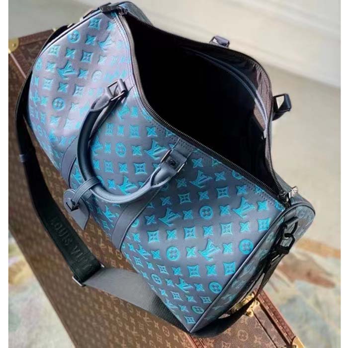 Louis Vuitton LV Unisex Keepall Bandoulière 50 Navy River Blue Calf Leather Cowhide