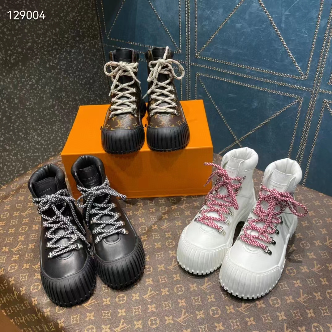 Louis Vuitton Women LV Ruby Flat Ranger Cacao Brown Patent Monogram Canvas Calf