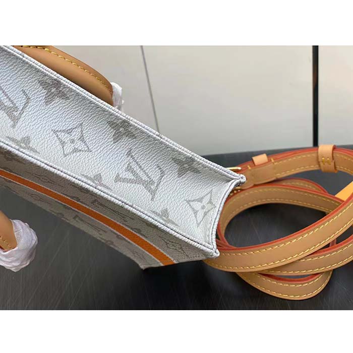 Louis Vuitton LV Unisex Petit Sac Plat Bag Beige Ocher Monopaname Coated Canvas Cowhide Leather