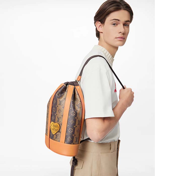 Louis Vuitton LV Unisex Randonée Messenger Bag Monogram Stripes Brown Coated Canvas