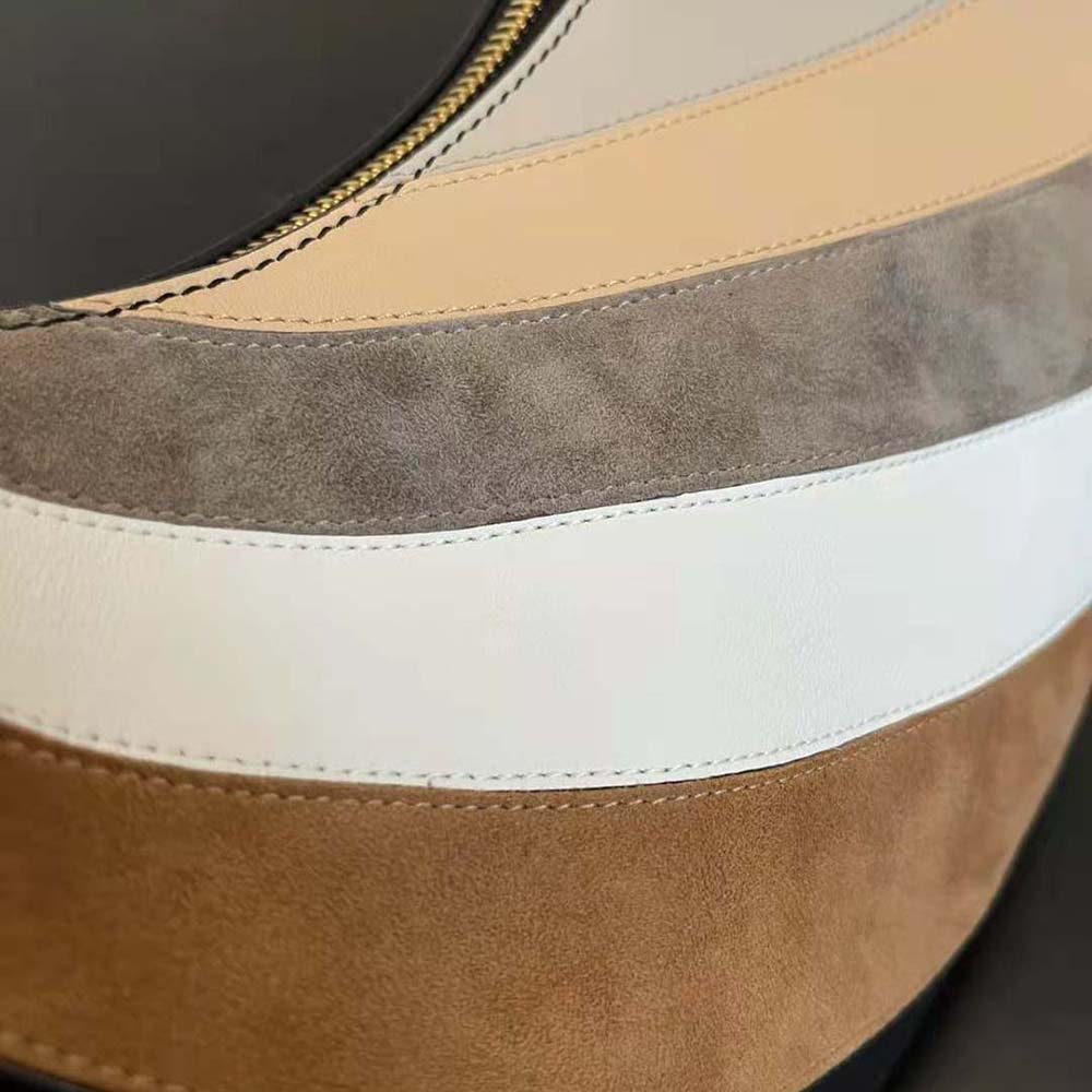 Fendi Women Fendigraphy Small Leather Bag with Beige and Brown Inlay