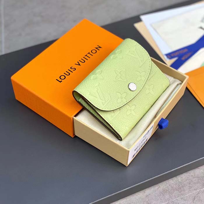 Louis Vuitton LV Unisex Rosalie Coin Purse Green Monogram Empreinte Embossed Supple Grained Cowhide Leather
