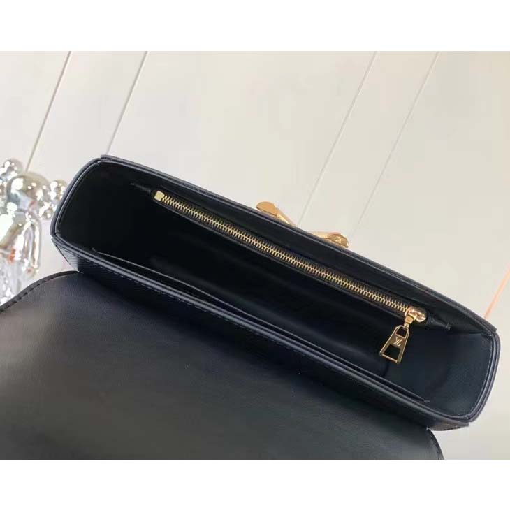 Louis Vuitton LV Women Twist MM Handbag Black Epi Grained Leather