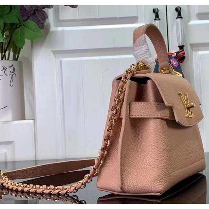 Louis Vuitton LV Women Lockme Ever Mini Handbag Pink Grained Calf Leather