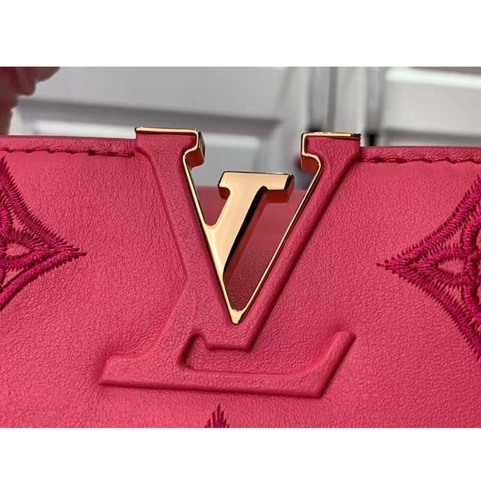 Louis Vuitton LV Women Capucines BB Handbag Pink Calfskin Leather Cowhide Lining
