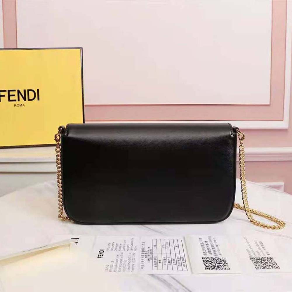 Fendi Women Wallet on Chain with Pouches Leather Mini-Bag-Black