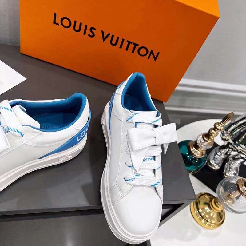 Louis Vuitton Unisex LV Shoes Time Out Sneaker Light Blue Calf Leather Rubber Outsole