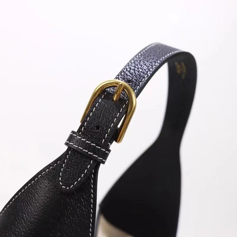 Gucci Women GG Aphrodite Large Shoulder Bag Beige Black Cotton Canvas Black Leather