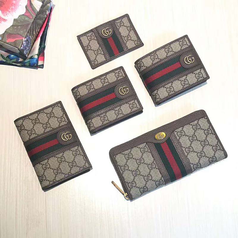 Gucci GG Unisex Ophidia GG Pouch Beige/Ebony GG Supreme Canvas