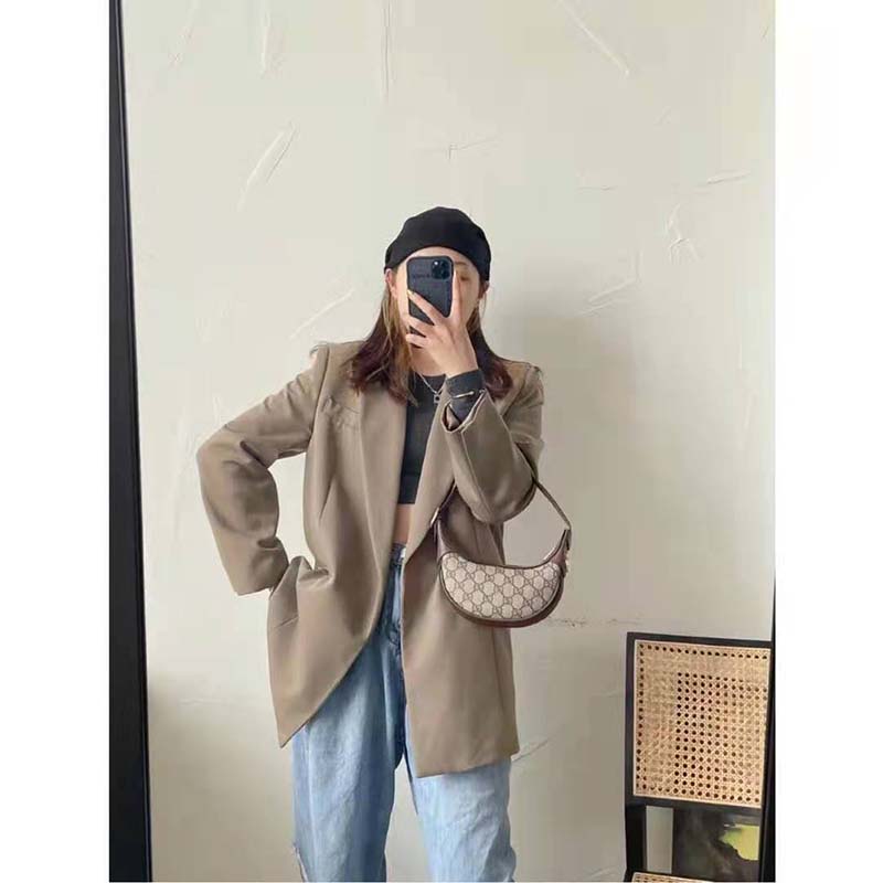 Gucci Women Ophidia GG Mini Bag Beige Ebony GG Supreme Canvas