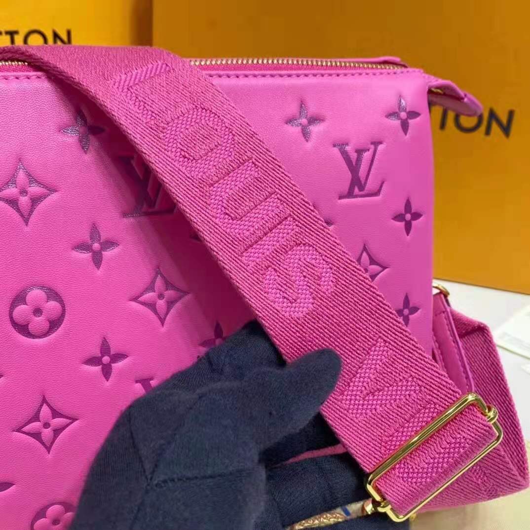 Louis Vuitton LV Women Cruissin PM Handbag Pink Purple Monogram Embossed Puffy Lambskin