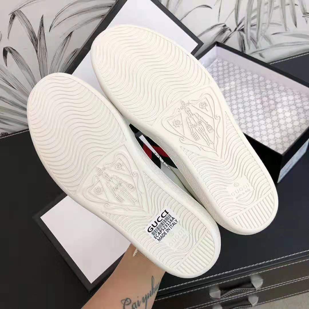 Gucci Unisex Ace Sneaker with Gucci Band-White