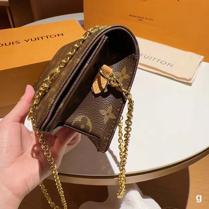 Louis Vuitton LV Women Wallet On Chain Lily Monogram Coated Canvas Flap Closure