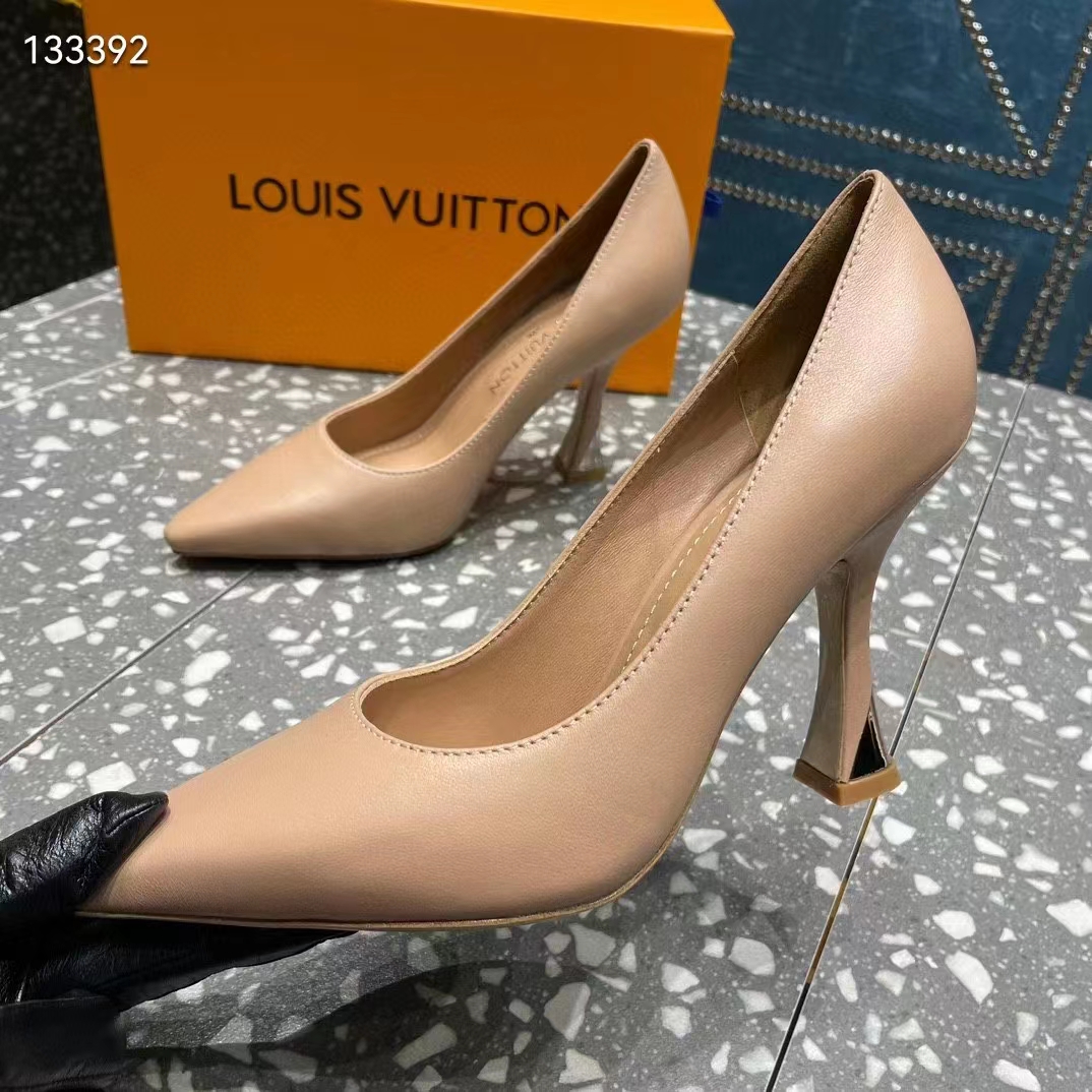 Louis Vuitton LV Women Sparkle Pump Nude Pink Lamb Leather Outsole 9.5 Cm Heel