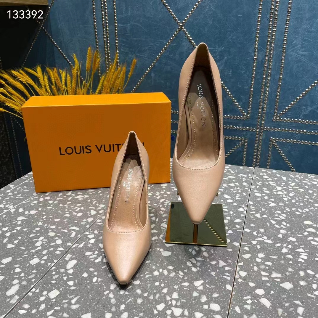 Louis Vuitton LV Women Sparkle Pump Nude Pink Lamb Leather Outsole 9.5 Cm Heel