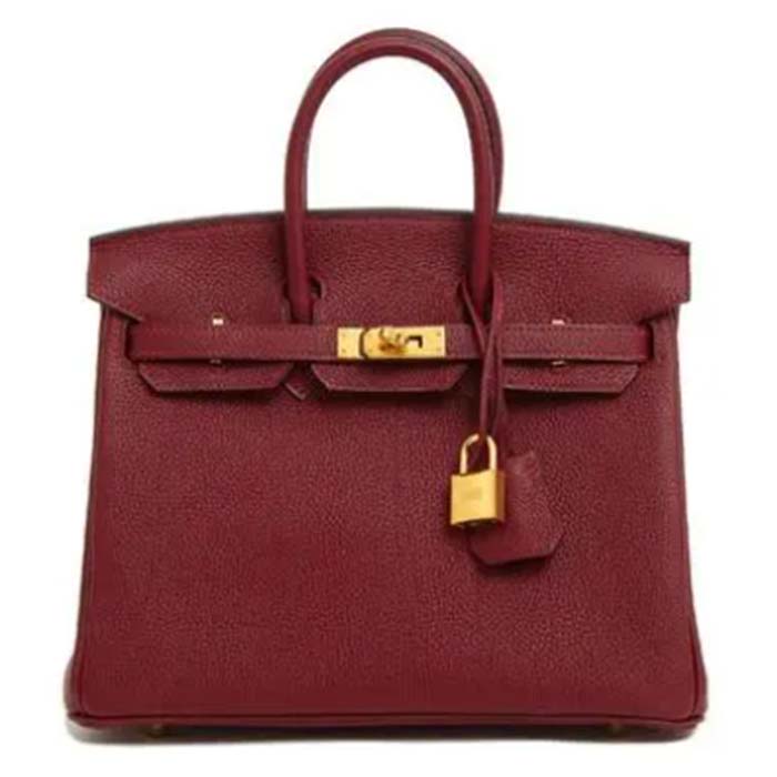 Hermes Women Birkin 30 Bag in Epsom Leather with Gold Hardware-Maroon