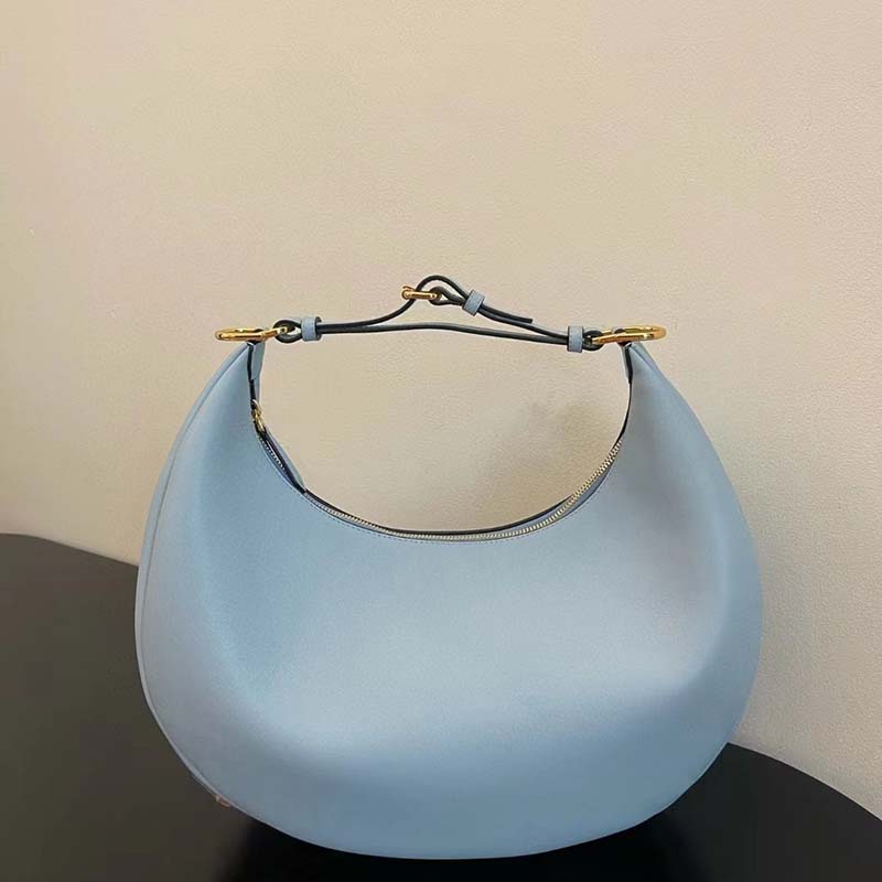 Fendi Women FF Fendigraphy Small Light Blue Leather Bag