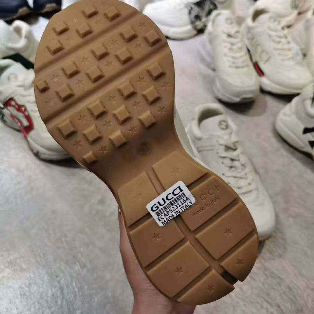 Gucci Women Rhyton Sneaker with Interlocking G and Heart in 4.6 cm Height-Beige