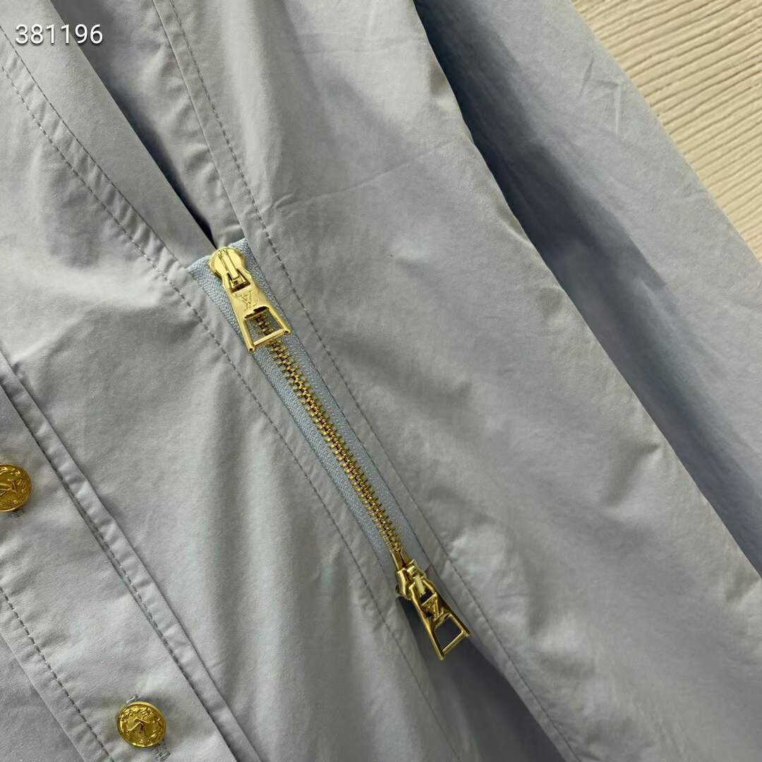 Louis Vuitton Women LV Zipper Waist Shirt Dress Cotton Blue Regular Fit 1AFDF8