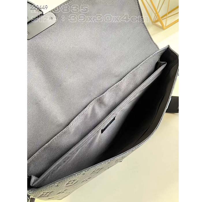 Louis Vuitton LV Unisex S Lock Briefcase Black Taurillon Monogram Embossed Cowhide Leather