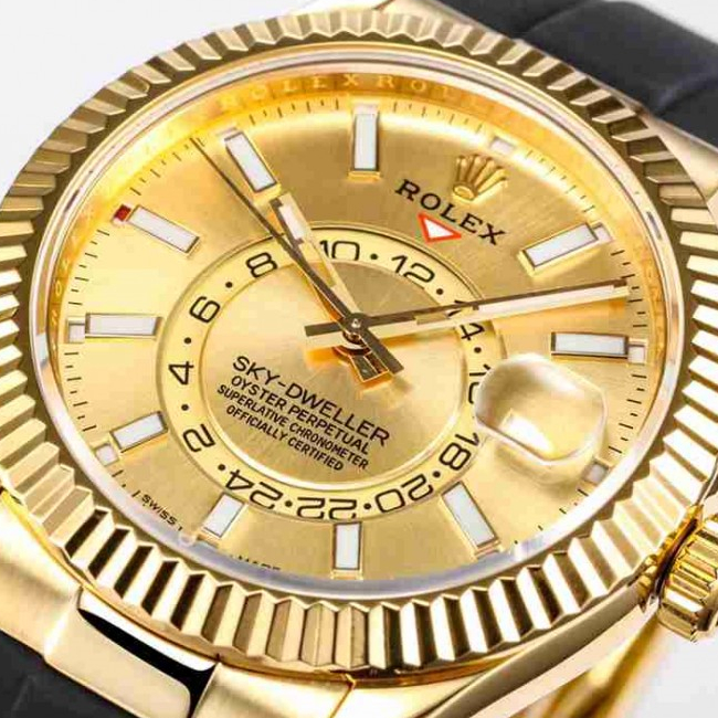 Rolex Sky-Dweller Yellow Gold Champagne Dial 42mm