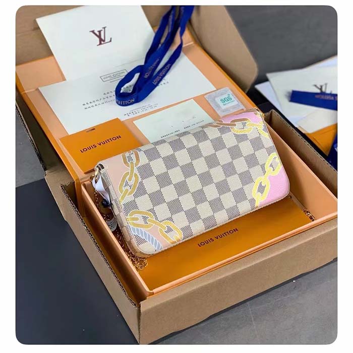Louis Vuitton LV Women Félicie Pochette Damier Azur Coated Canvas Cotton