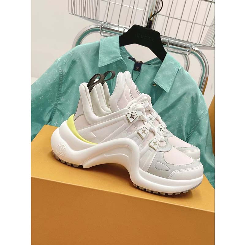 Louis Vuitton Women LV Archlight Sneaker Rose Clair Pink Lambskin Oversized Rubber Outsole