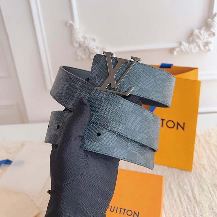 Louis Vuitton Unisex LV Initiales 40 MM Reversible Belt Grey Canvas Calf Leather M0213T
