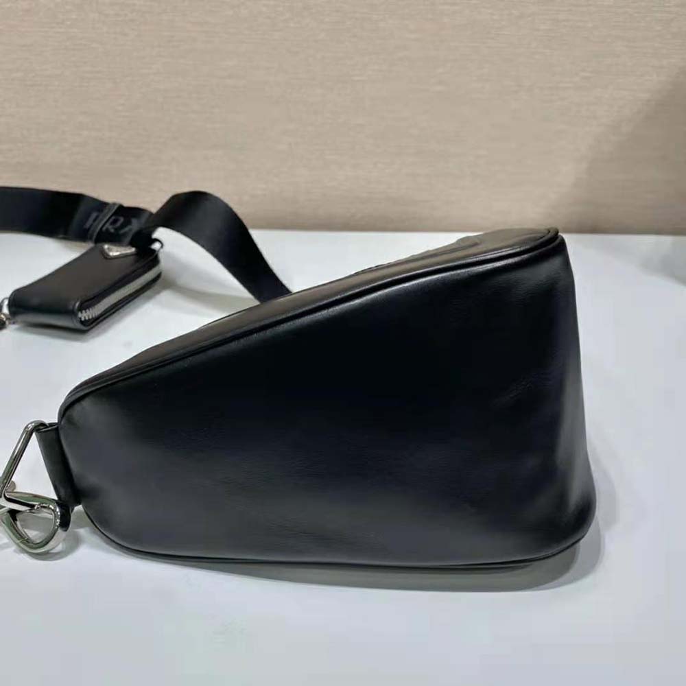 Prada Women Leather Triangle Shoulder Bag-Black