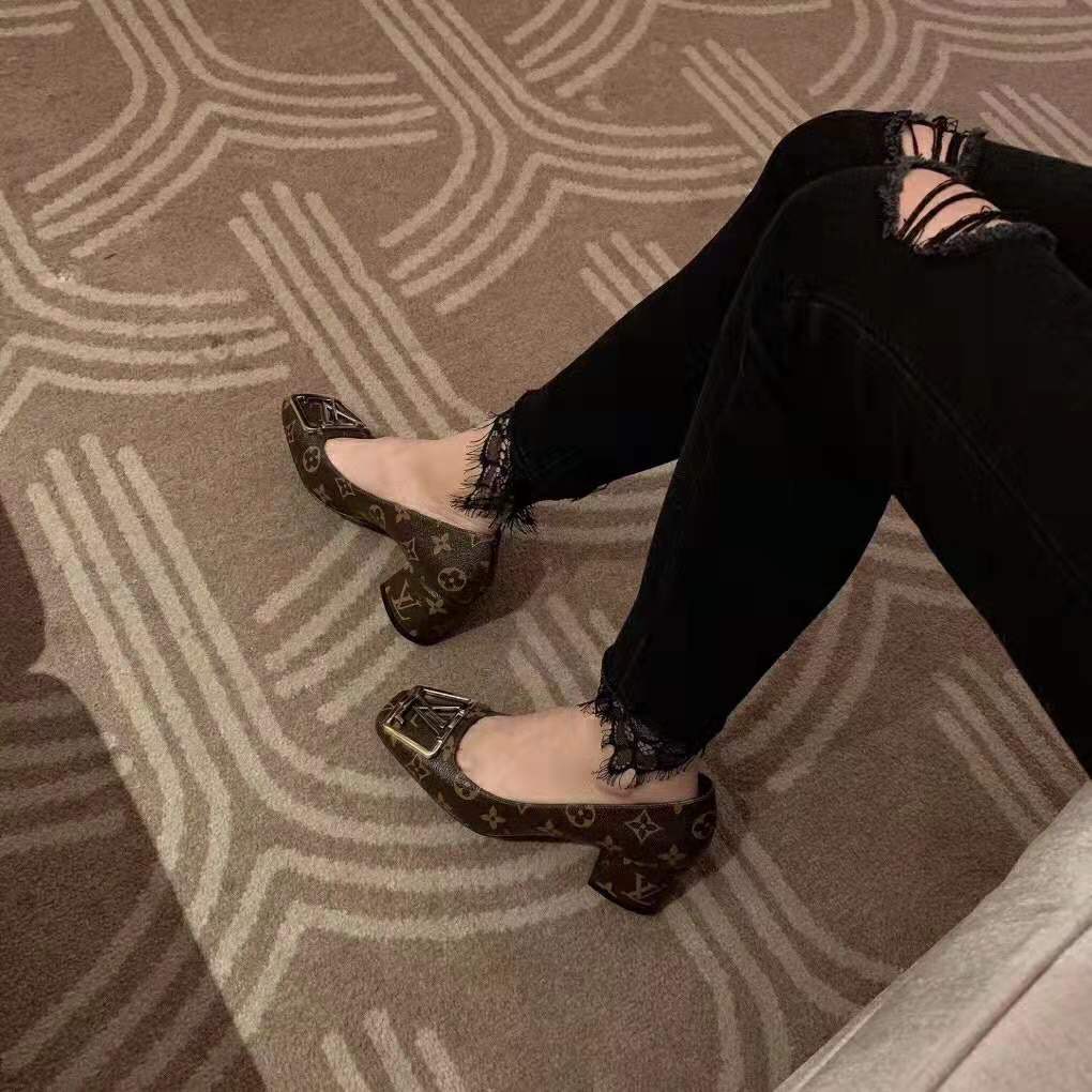 Louis Vuitton LV Women Madeleine Pump in Patent Monogram Canvas and Leather 7.5 cm Heel-Brown