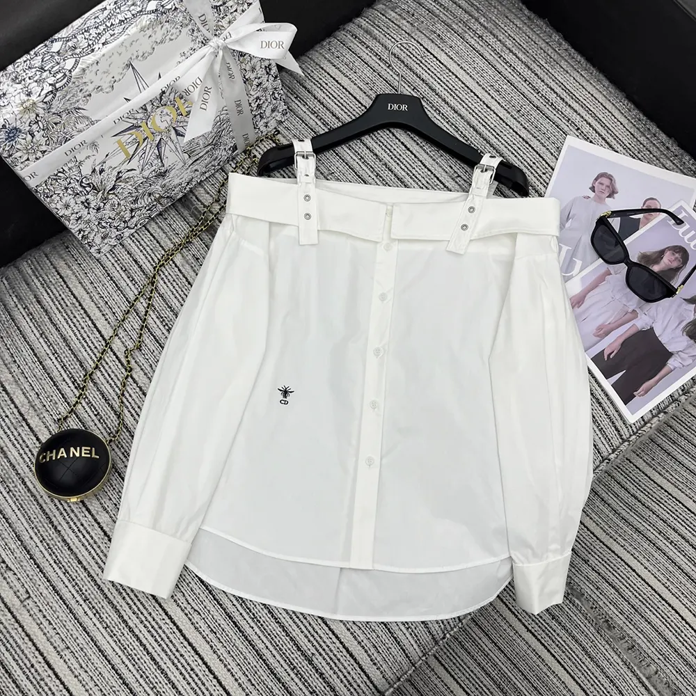 Dior Women Blouse White Cotton Poplin 521B85A3356_X0100