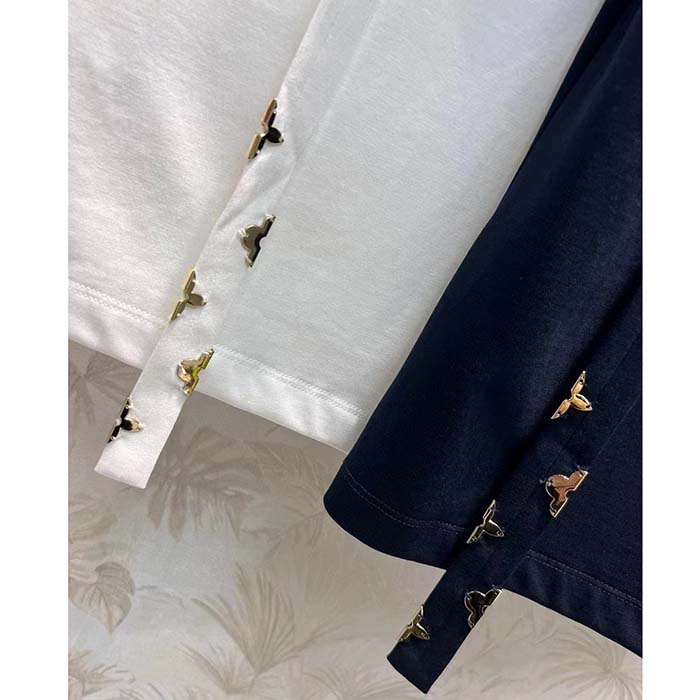 Louis Vuitton Women LV Monogram Accent Lavaliere T-Shirt Cotton White 1AC1MT