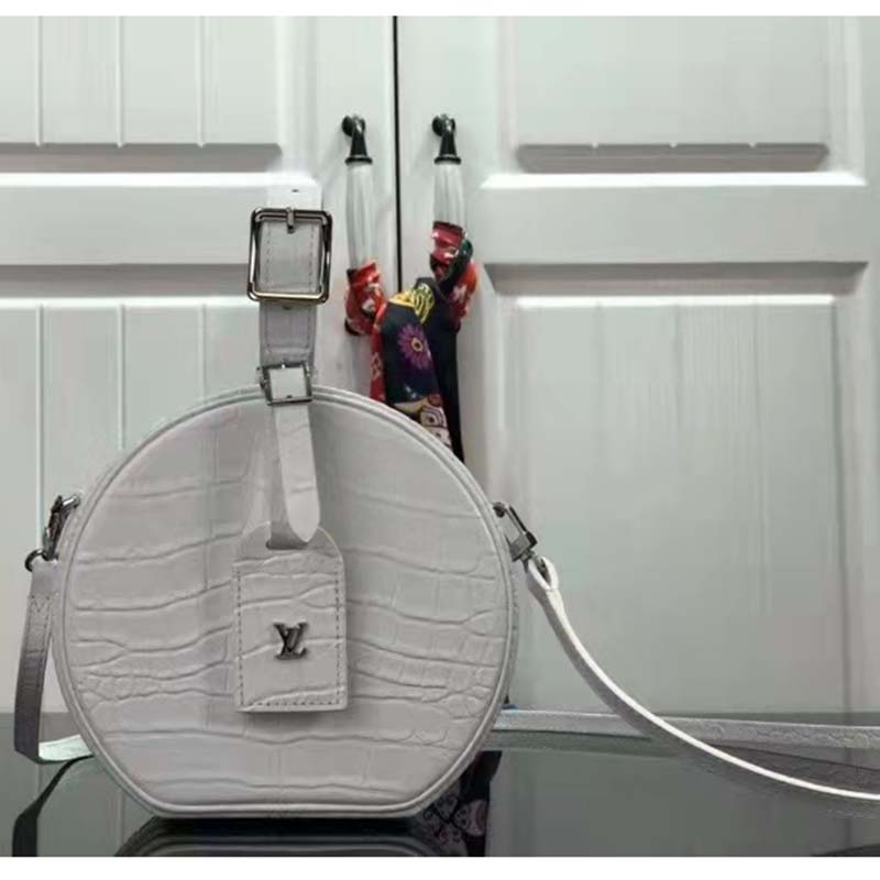 Louis Vuitton LV Unisex Petite Boite Chapeau Latte Matte Alligator Leather