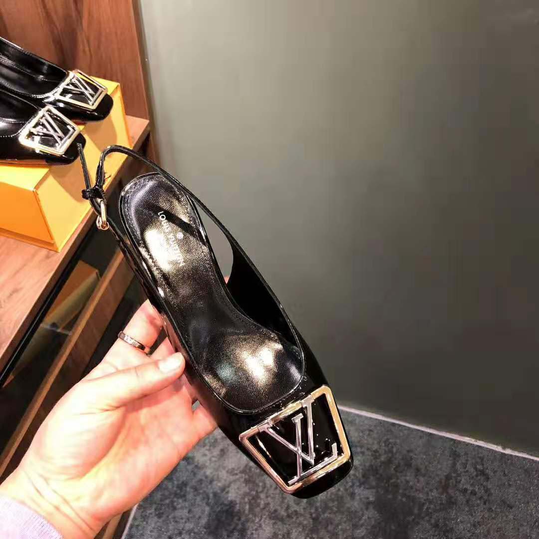 Louis Vuitton LV Women Madeleine Slingback Pump in Patent Calf Leather-Black