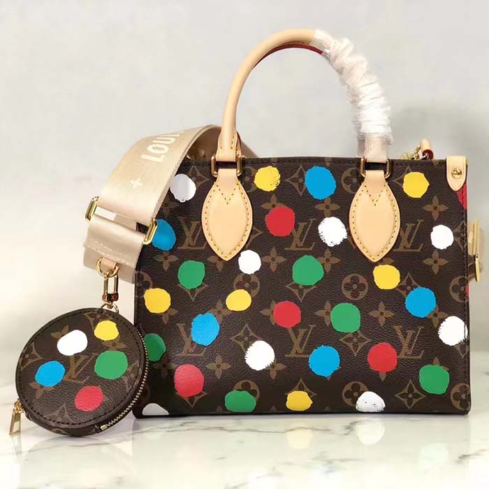 Louis Vuitton LV Women LV x YK OnTheGo PM​ Monogram Coated Canvas 3D Painted Dots Print