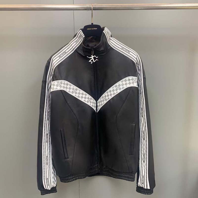 Louis Vuitton LV Women Leather Track Blouson Black Calf Leather Thistle Regular Fit