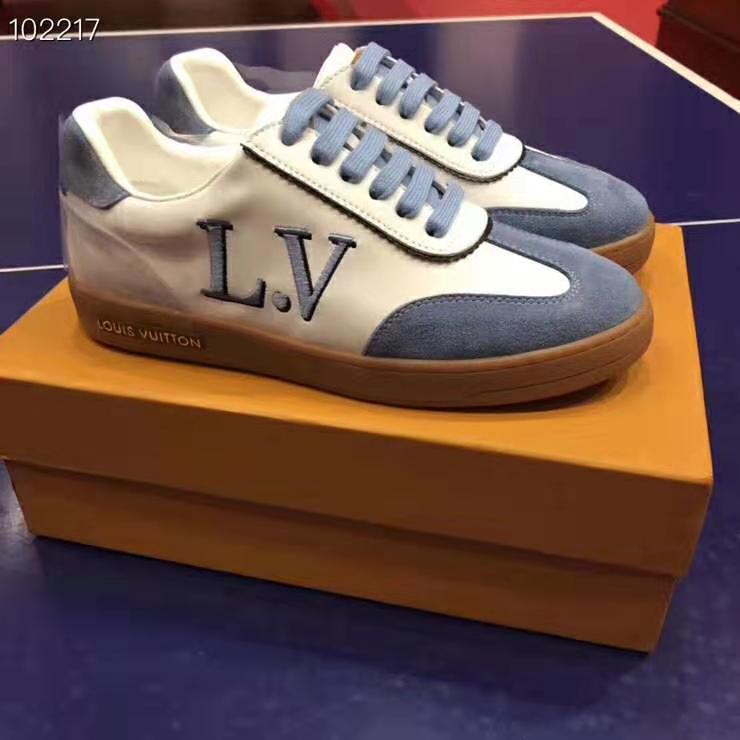 Louis Vuitton LV Women LV Frontrow Sneaker in Calf Leather and Suede Calf Leather-Blue