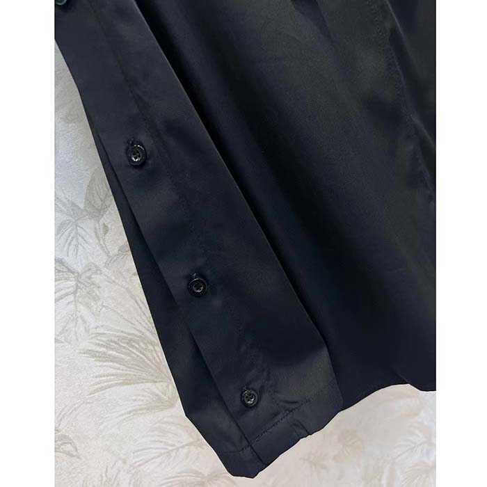 Louis Vuitton Women LV Monogram Lavaliere Button Sleeve Blouse Black 1AFCAV