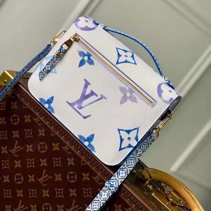 Louis Vuitton LV Women Pochette Métis MM Blue Monogram Coated Canvas
