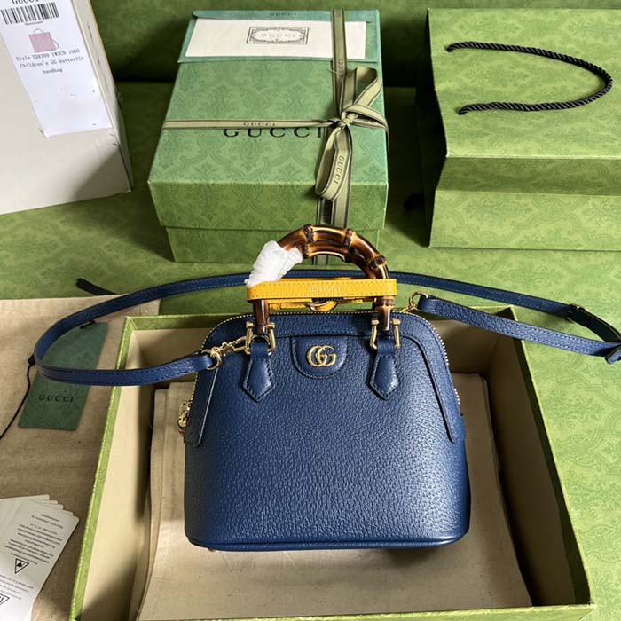 Gucci GG Women Gucci Diana Mini Tote Bag Blue Leather Double G